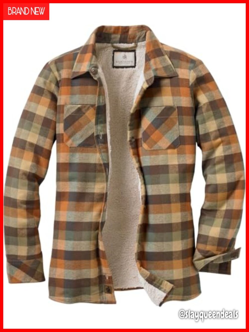 Sherpa Lined Flannel Shacket Button Down Plaid Shirt Jacket